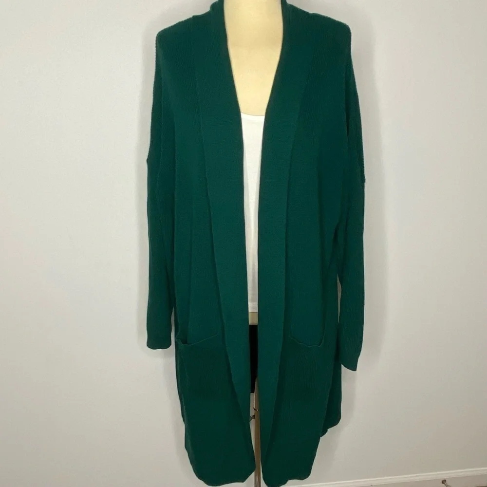 BP Teal Open Front Curved Hem Cardigan Sweater